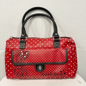 Disney Parks‎ Minnie Mouse Handbag Purse Satchel Red Polka Dots Faux Leather
